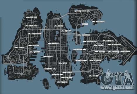 Map of cars in GTA 4