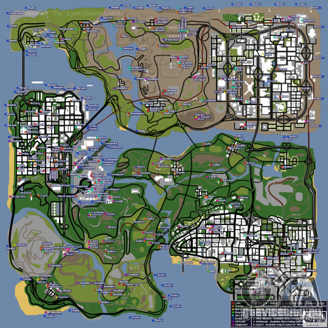 Карта расположения транспорта в GTA San Andreas Карта расположения транспорта в GTA San Andreas