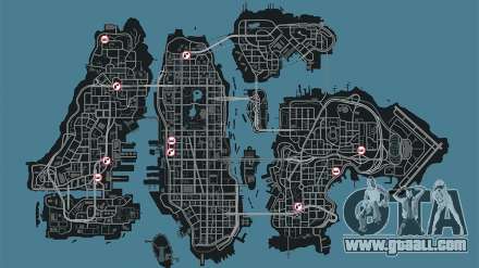 GTA 4 garages map will help you to improve your car
