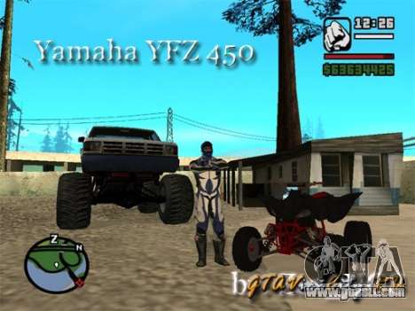 Yamaha YFZ450 for GTA San Andreas