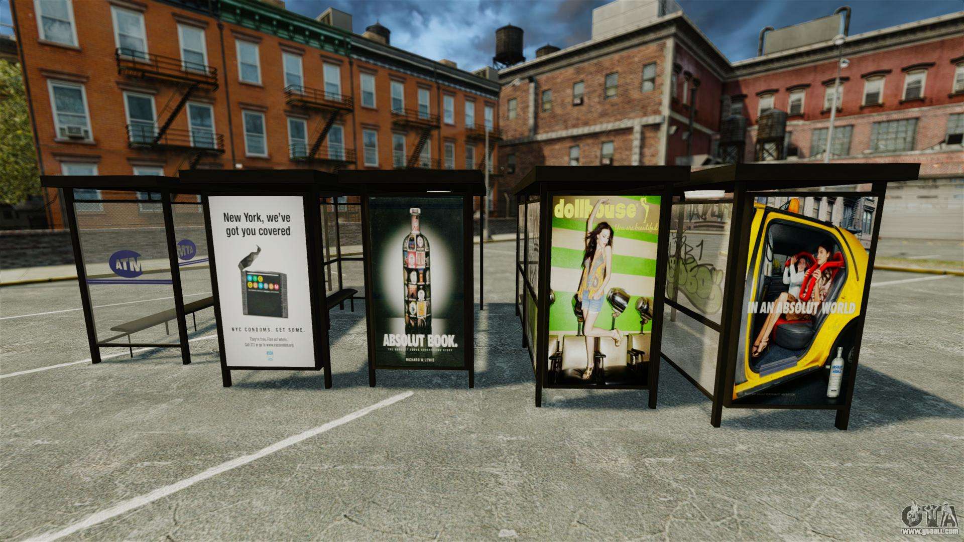Real advertising at bus stops for GTA 4