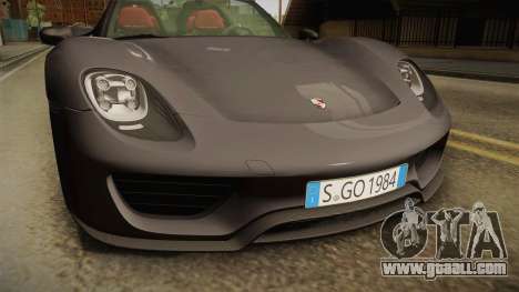 Porsche 918 Spyder 2013 Weissach Package EU for GTA San Andreas