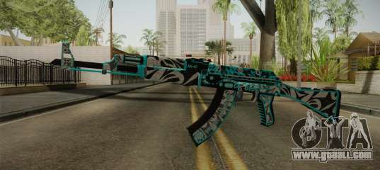 Wallpaper line, spot, blue background, AK-47, paint, cs go, custom paint  job, frontside misty for mobile and desktop, section оружие, resolution  1920x1200 - download