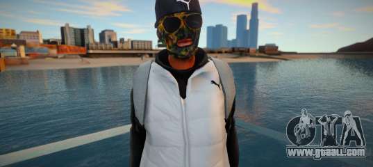 The guy in the mask with the backpack