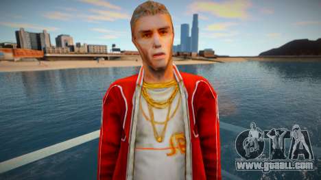 A character in a red jacket from the game Crime  for GTA San Andreas