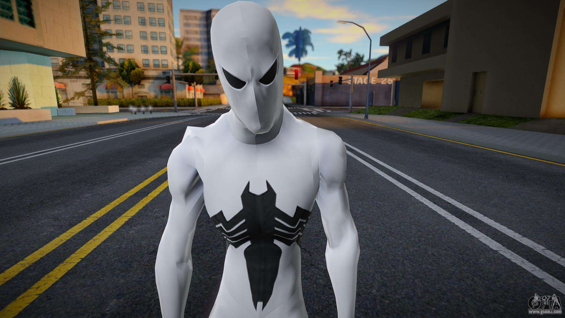 Скин в белой маске. Spider man web of Shadows костюмы. Spider man White Suit. Spider man web of Shadows скины. В маске белой Skin GTA sa.