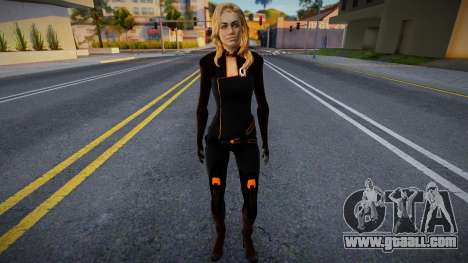 Miranda Lawson is blonde in a black jumpsuit fro for GTA San Andreas