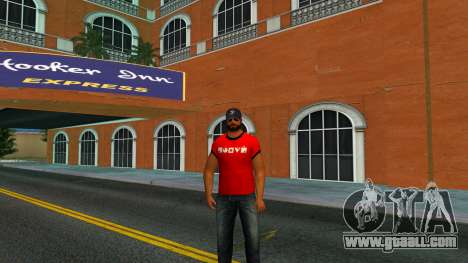 A guy in a red T-shirt and with a beard for GTA Vice City