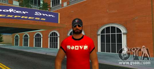 A guy in a red T-shirt and with a beard for GTA Vice City