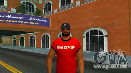 A guy in a red T-shirt and with a beard for GTA Vice City