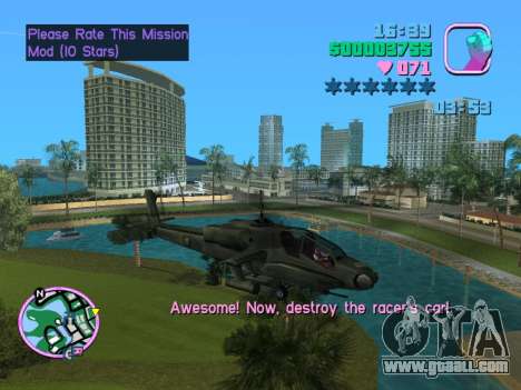 Hunter Helicopter Training Mission Mod for GTA Vice City