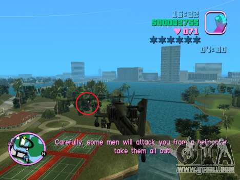 Hunter Helicopter Training Mission Mod for GTA Vice City