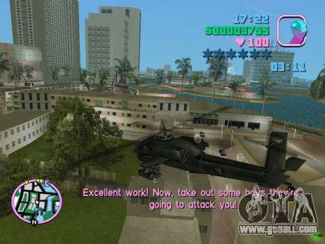 Hunter Helicopter Training Mission Mod for GTA Vice City